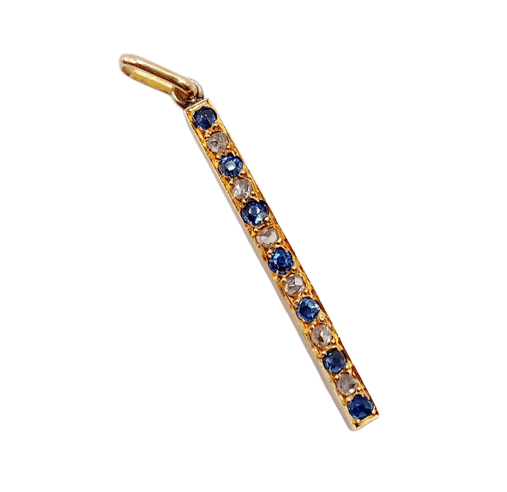 Pendentif Pendentif ancien en or rose 18k, diamants taille rose et saphirs 58 Facettes A06683