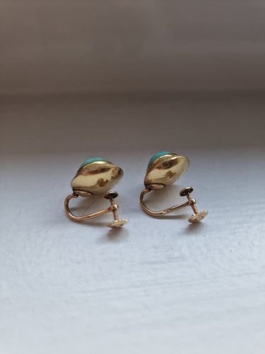 Boucles d'oreilles Boucles d’oreilles anciennes en or jaune 18 ct et turquoise naturelle 58 Facettes CV-016