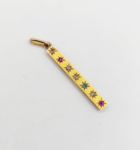 Pendentif Pendentif ancien en or 18k avec diamants taille rose, émeraude et rubis 58 Facettes A06684