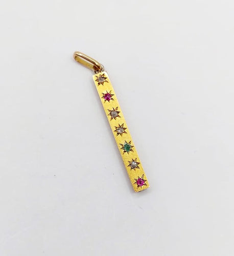 Pendentif Pendentif ancien en or 18k avec diamants taille rose, émeraude et rubis 58 Facettes A06684