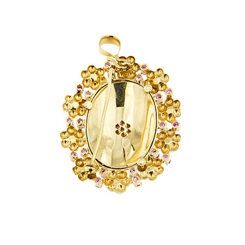 Pendentif Spilla pendentif ovale en or jaune 18 kt avec perles et rubis 58 Facettes 38907