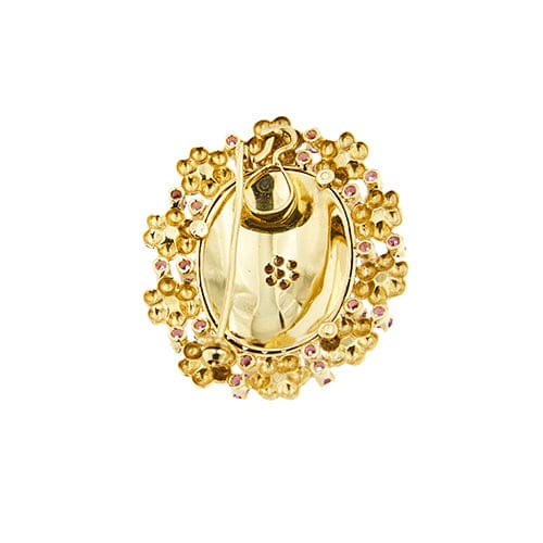 Pendentif Spilla pendentif ovale en or jaune 18 kt avec perles et rubis 58 Facettes 38907