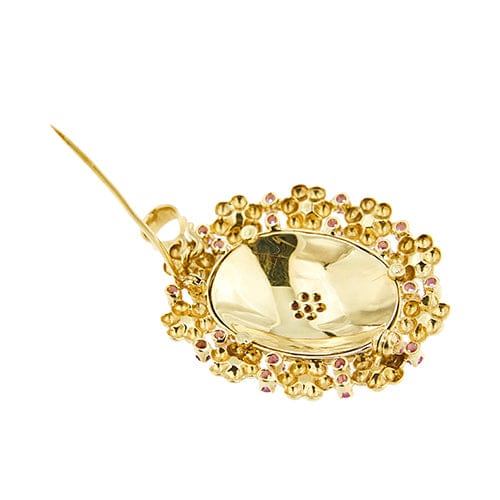 Pendentif Spilla pendentif ovale en or jaune 18 kt avec perles et rubis 58 Facettes 38907