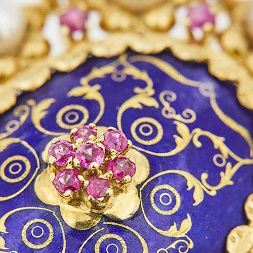 Pendentif Spilla pendentif ovale en or jaune 18 kt avec perles et rubis 58 Facettes 38907