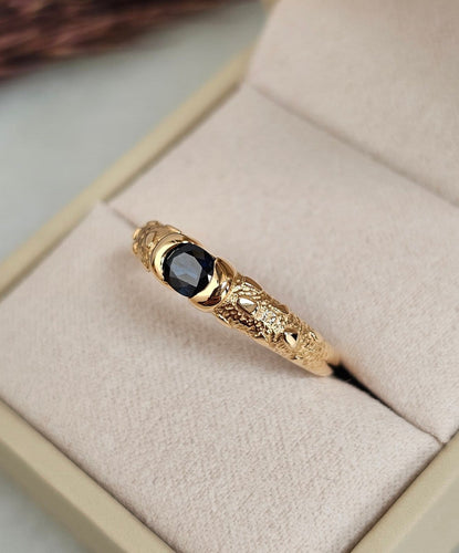 Bague 54 Bague jonc en or jaune 18 carats au saphir ovale 58 Facettes 731