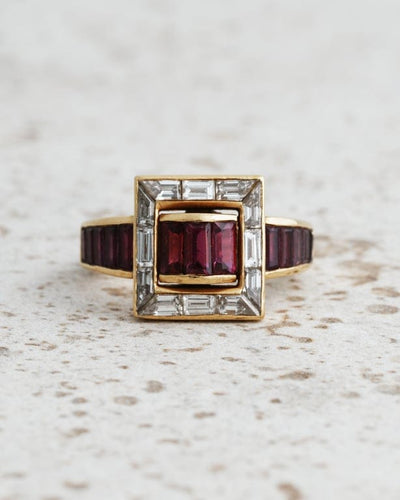 Bague 52 Mauboussin - Bague en or jaune 18 carats rubis et diamants 58 Facettes Mauboussin Deco