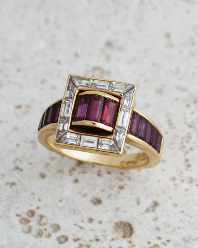 Bague 52 Mauboussin - Bague en or jaune 18 carats rubis et diamants 58 Facettes Mauboussin Deco