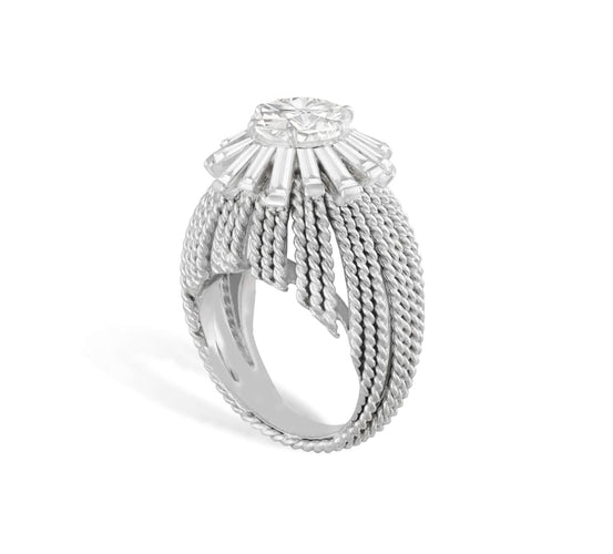 Bague 49 Sterlé - Bague à fils en platine avec diamant brillant 58 Facettes 248812