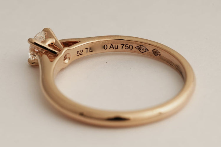 Bague 52 Cartier 1895 - Bague solitaire en or rose 18K et diamant 0,27 ct 58 Facettes Cartier 1895 Pink