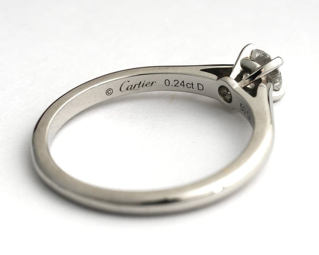 Bague 50 Cartier Solitaire 1895 - Bague solitaire en platine 950 avec diamant 0,24 ct 58 Facettes Cartier 1895 D