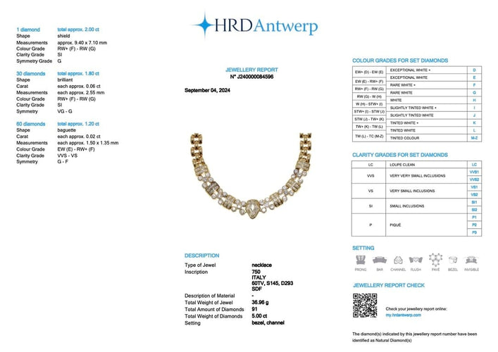 Collier Collier en or jaune 18 carats avec 5,00 carats de diamants 58 Facettes C1584D