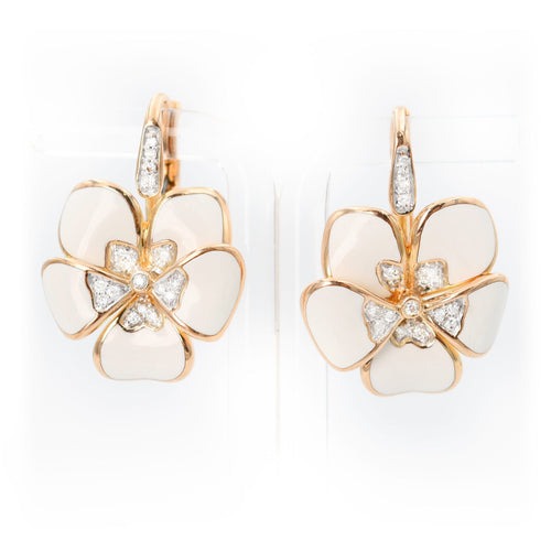 Boucles d'oreilles Boucles d'oreilles en or rose émaillé et diamants de 0,40 ct 58 Facettes 22505