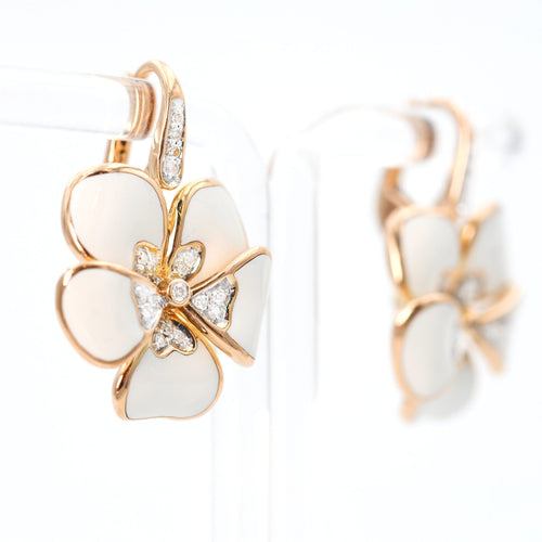 Boucles d'oreilles Boucles d'oreilles en or rose émaillé et diamants de 0,40 ct 58 Facettes 22505