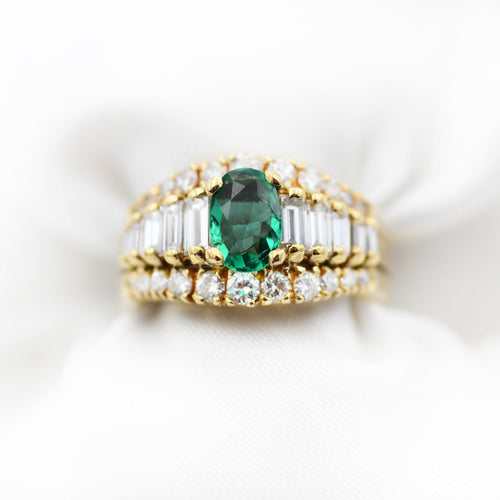 Bague Bague ornée d'une émeraude de Zambie de 0,78 ct et de diamants de 1,20 ct 58 Facettes 22517