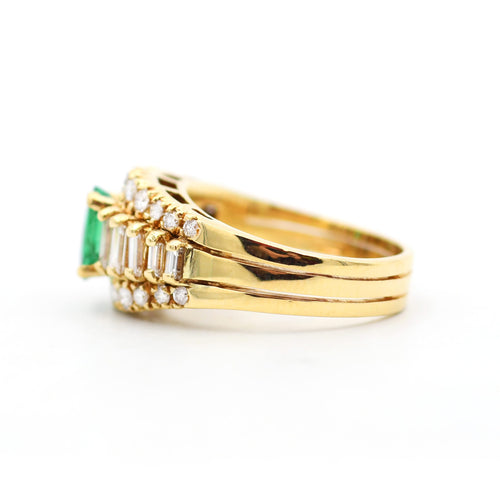 Bague Bague - Émeraude de Zambie 0,70 ct et diamants 1,50 ct en or 18 ct 58 Facettes 22517
