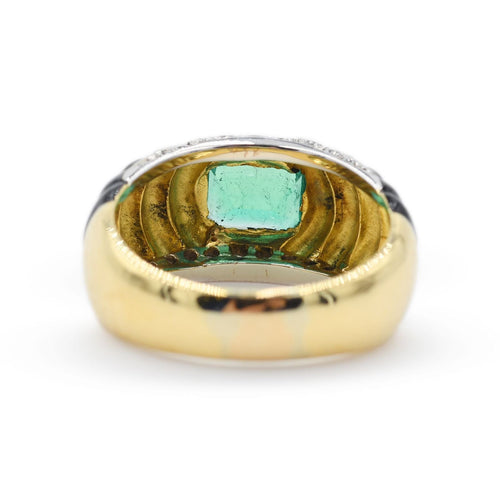 Bague Bague en or jaune ornée d'une émeraude colombienne de 1,80 carat et de diamants 58 Facettes 22526