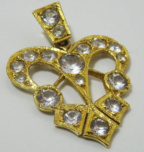 Pendentif Pendentif ancien irakien fait main en or 21-22 carats et pâte de verre 58 Facettes pendant 2