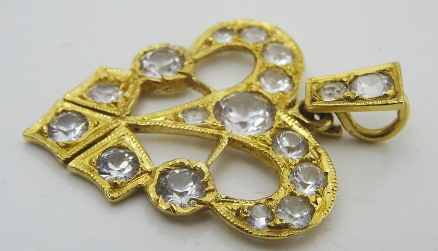 Pendentif Pendentif ancien irakien fait main en or 21-22 carats et pâte de verre 58 Facettes pendant 2