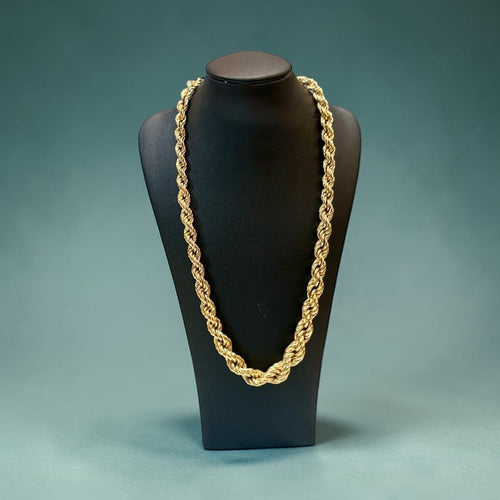 Collier Collier maille corde en chute en or jaune 18 carats 58 Facettes corde