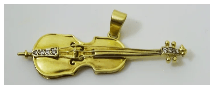 Pendentif Pendentif violoncelle vintage en or 18 carats et diamants 58 Facettes pendant 7