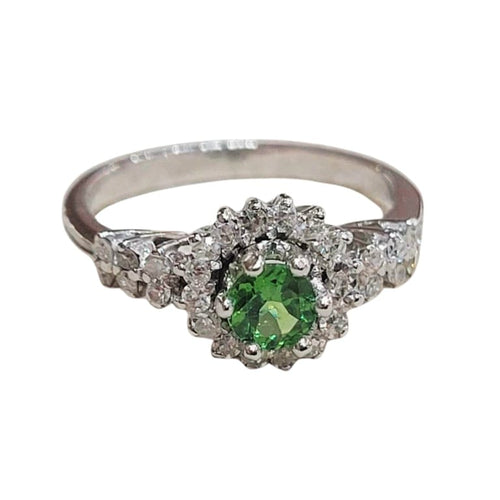 Bague 54 Bague tsavorite et diamants en or blanc 18k 58 Facettes MATSA01