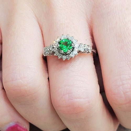 Bague 54 Bague tsavorite et diamants en or blanc 18k 58 Facettes MATSA01