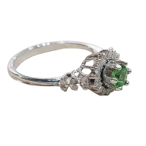 Bague 54 Bague tsavorite et diamants en or blanc 18k 58 Facettes MATSA01