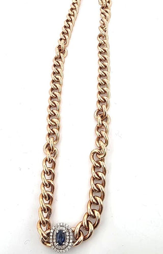 Collier Collier moderne avec pendentif en or jaune 18 ct, diamants et saphir 58 Facettes 131/26 E