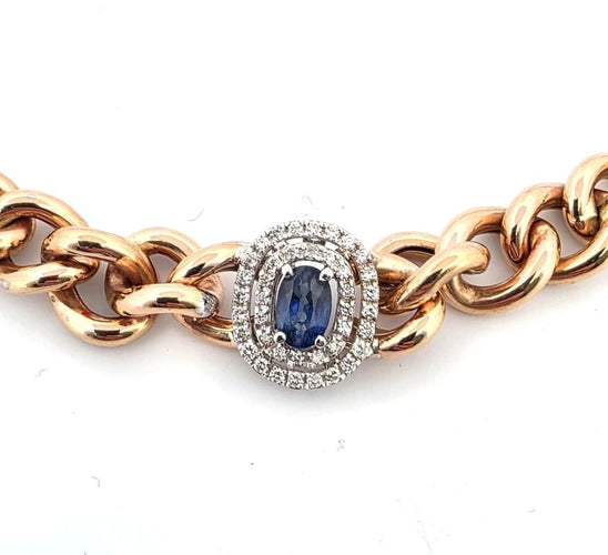 Collier Collier moderne avec pendentif en or jaune 18 ct, diamants et saphir 58 Facettes 131/26 E