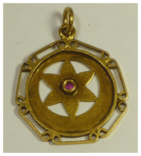 Pendentif Pendentif vintage en or 18 carats et rubis, style marocain 58 Facettes pendant 8