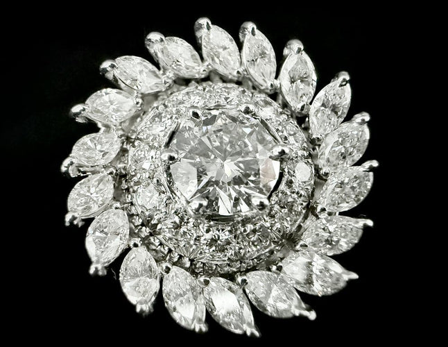 Bague 52 Bague en or blanc sertie de 4,60 carats de diamants 58 Facettes Bague 32