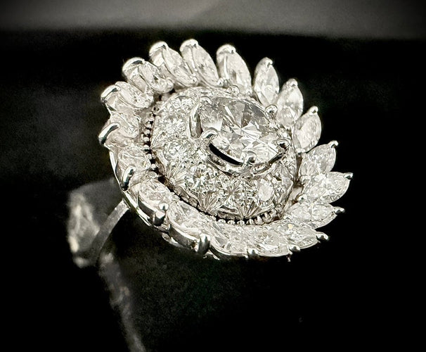 Bague 52 Bague en or blanc sertie de 4,60 carats de diamants 58 Facettes Bague 32