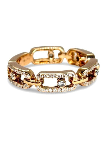 Bague 55 Messika Move Link - Bague pavée en or rose 18K et diamants 58 Facettes 1716