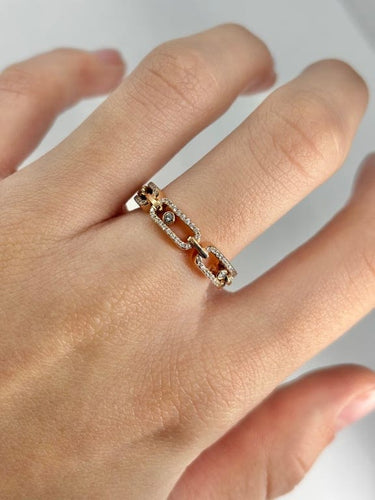 Bague 55 Messika Move Link - Bague pavée en or rose 18K et diamants 58 Facettes 1716