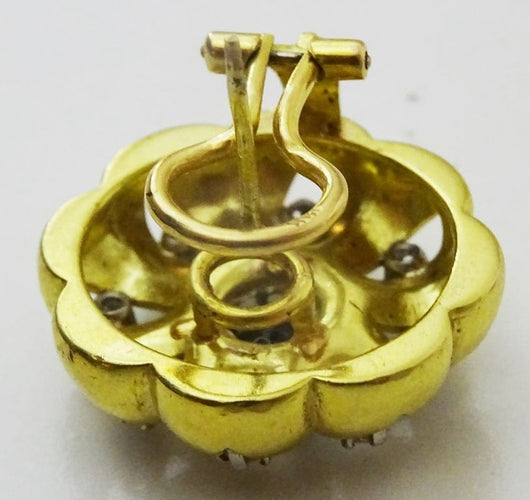 Boucles d'oreilles Boucles d’oreilles vintage en or 18 carats, saphirs et diamants, tige oméga 58 Facettes earrings 38