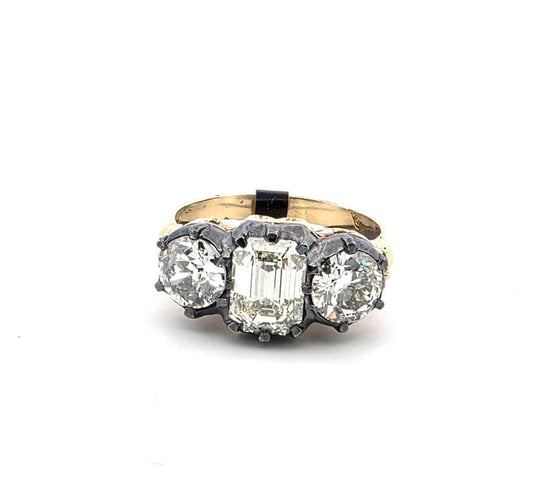 Bague 52 Bague ancienne en or jaune 18 ct et argent avec diamants 58 Facettes 132/26 A
