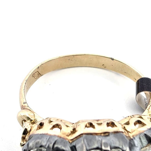 Bague 52 Bague ancienne en or jaune 18 ct et argent avec diamants 58 Facettes 132/26 A