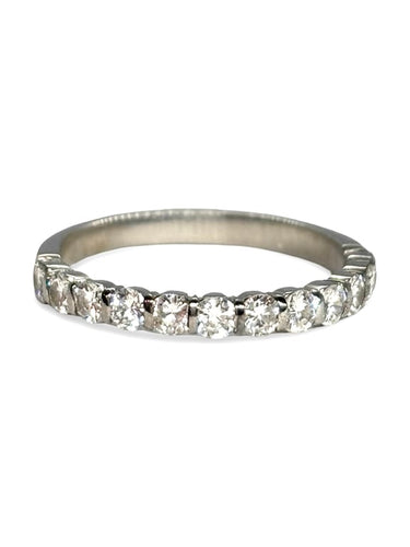 Bague 57 Demi-alliance - Bague en or blanc 18K et diamants 0,75 ct 58 Facettes 1738