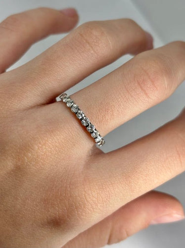 Bague 57 Demi-alliance - Bague en or blanc 18K et diamants 0,75 ct 58 Facettes 1738