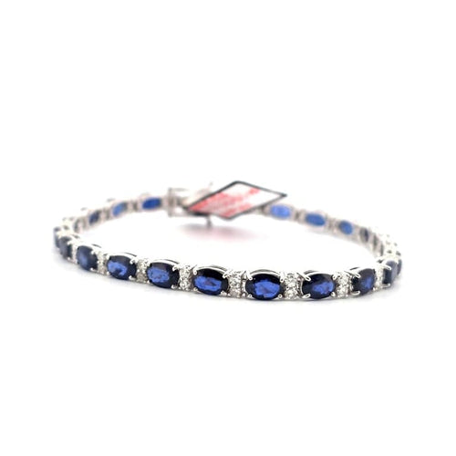 Bracelet Bracelet tennis en or blanc avec saphirs et diamants 58 Facettes 100/26 A