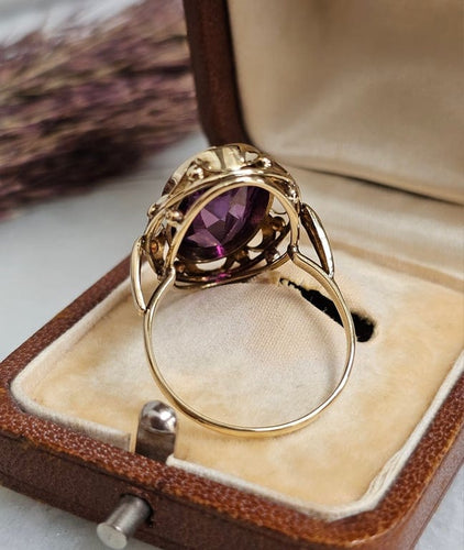 Bague 59 Bague ancienne en or jaune 14 carats au saphir Verneuil 58 Facettes 538