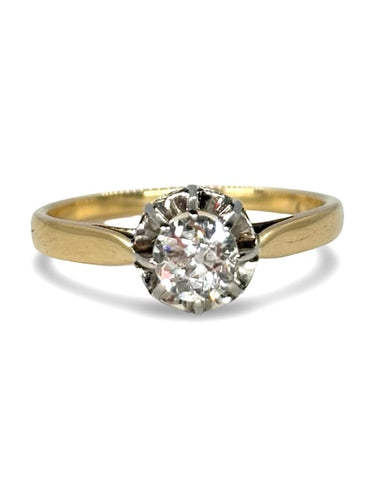 Bague 55 Solitaire - Bague en or jaune 18K avec diamant 0,50 ct 58 Facettes 1701