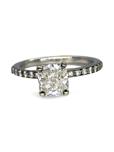 Bague 47 Solitaire - Bague en or blanc 18K et diamant coussin 1,02 ct 58 Facettes 1712