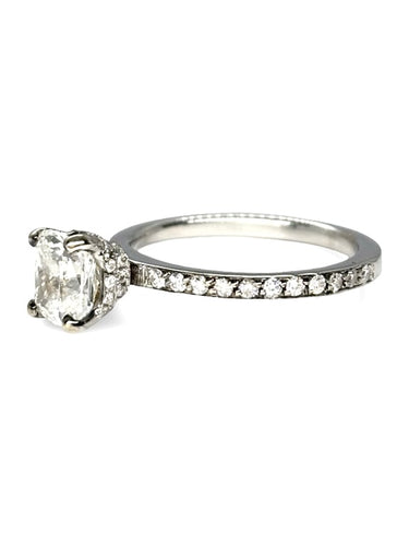 Bague 47 Solitaire - Bague en or blanc 18K et diamant coussin 1,02 ct 58 Facettes 1712