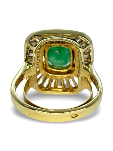 Bague 52 Bague ancienne en or jaune 18K avec émeraude et diamants 58 Facettes 1690