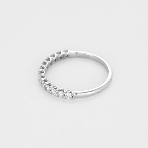 Bague 51 Demi-alliance - Bague en or blanc 18 carats et diamants 58 Facettes BAGUE-001