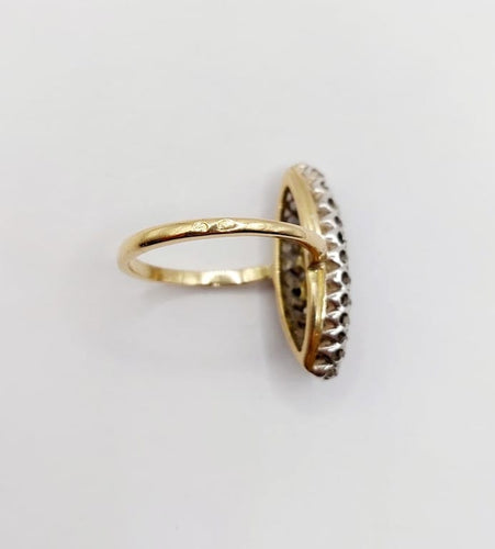 Bague 52 Bague marquise antique en or 18k, argent et diamants taille rose 58 Facettes A06668