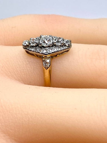 Bague 50 Bague marquise losange en or 18 carats et diamants (vers 1900) 58 Facettes AB684