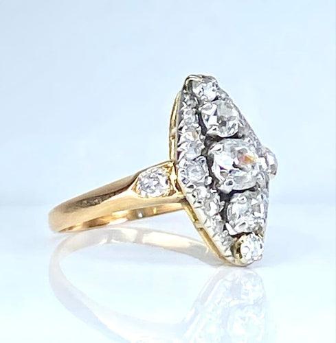 Bague 50 Bague marquise losange en or 18 carats et diamants (vers 1900) 58 Facettes AB684