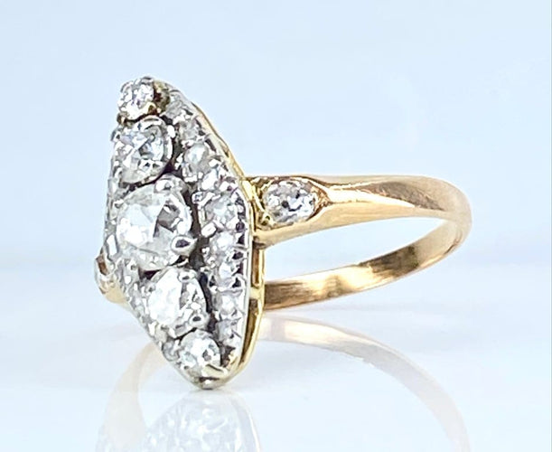 Bague 50 Bague marquise losange en or 18 carats et diamants (vers 1900) 58 Facettes AB684